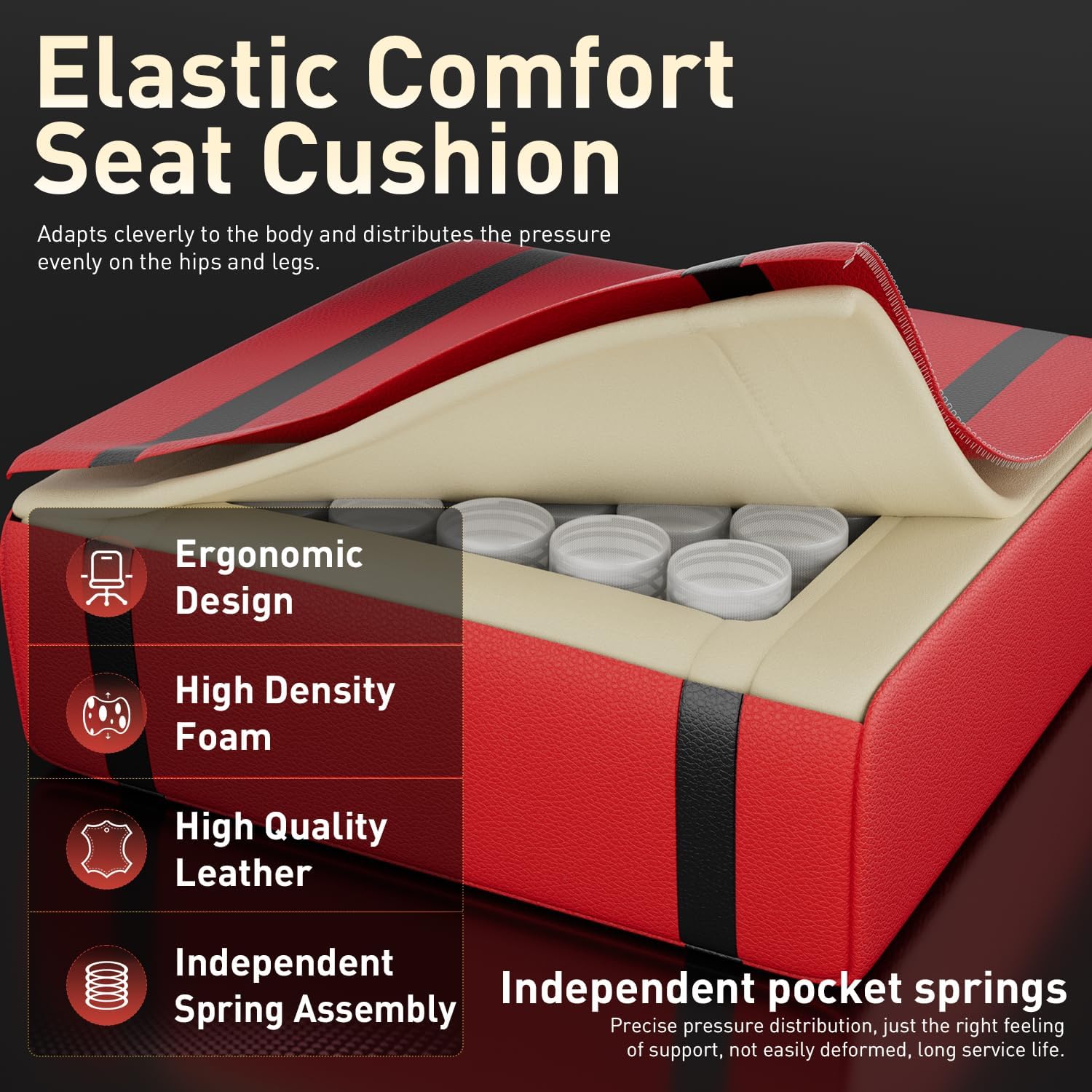 Seat cushion with high-density foam and independent pocket springs